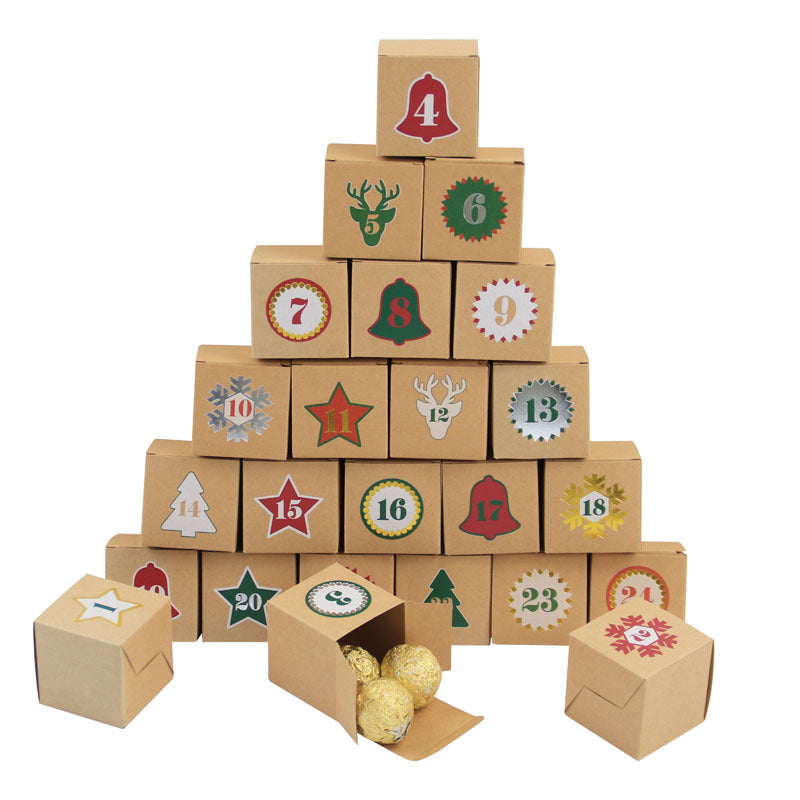 Christmas Box – Candy Boxes – Advent Calendar 1-24 Set – Refillable Countdown Box with Kraft Paper Boxes & Empty PVC Candy Containers for DIY Christmas Decoration & Gifts - Image 3