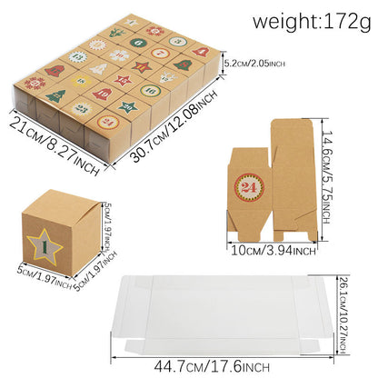Christmas Box – Candy Boxes – Advent Calendar 1-24 Set – Refillable Countdown Box with Kraft Paper Boxes & Empty PVC Candy Containers for DIY Christmas Decoration & Gifts - Image 4