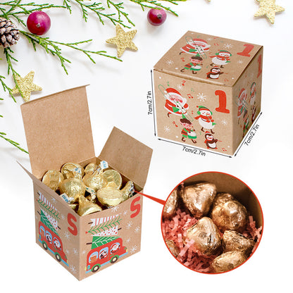 Christmas Box – Candy Boxes – 24 Piece Advent Calendar Gift Box Set – 7x7x7 cm Paper Countdown Boxes with Santa Claus & Snowman Designs – Perfect for Chocolates, Sweets & Small Gifts - Image 3