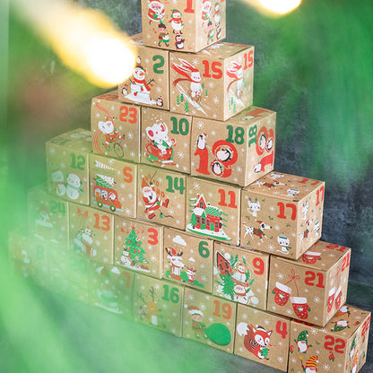Christmas Box – Candy Boxes – 24 Piece Advent Calendar Gift Box Set – 7x7x7 cm Paper Countdown Boxes with Santa Claus & Snowman Designs – Perfect for Chocolates, Sweets & Small Gifts - Image 5