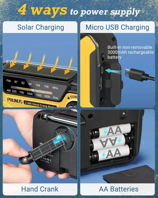 Emergency Radio Solar Wind-Up - Model 2025 - 2500 mAh Power Bank - AM/FM Radio with Flashlight & SOS - Emergency Kit for Camping & Power Outages - Gray - Image 3
