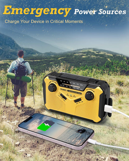 Emergency Radio Solar Wind-Up - Model 2025 - 2500 mAh Power Bank - AM/FM Radio with Flashlight & SOS - Emergency Kit for Camping & Power Outages - Gray - Image 5