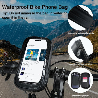 Waterproof Bike Phone Holder - Sensitive Touchscreen & Face ID - Universal Mobile Phone Holder for Motorcycle & Scooter - Black - Image 3