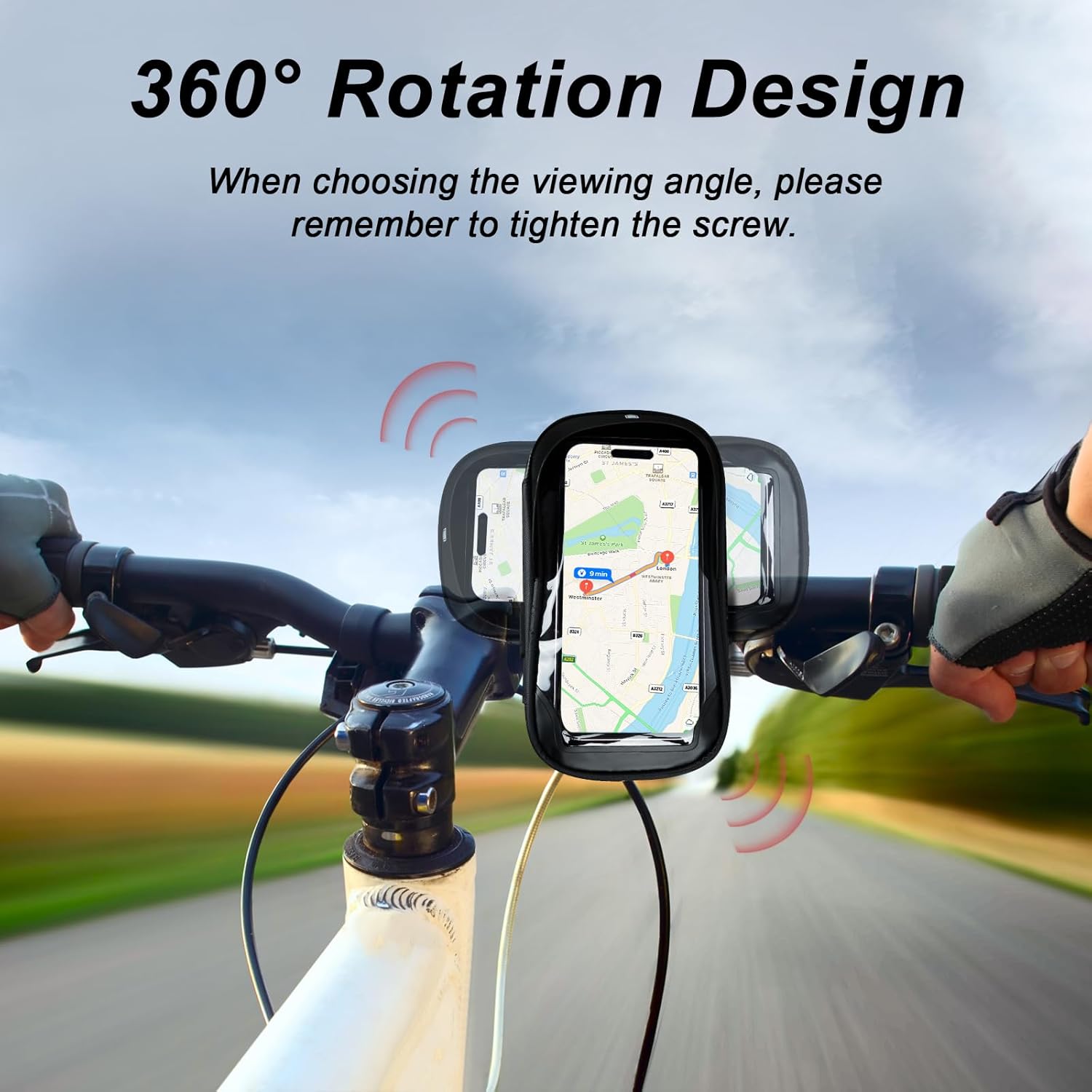 Waterproof Bike Phone Holder - Sensitive Touchscreen & Face ID - Universal Mobile Phone Holder for Motorcycle & Scooter - Black - Image 5