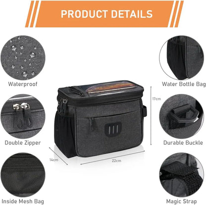 Waterproof Bicycle Frame Bag with Touchscreen Phone Holder, Large Capacity Top Tube Storage Pouch for Road and MTB Bikes, Black - Image 2
