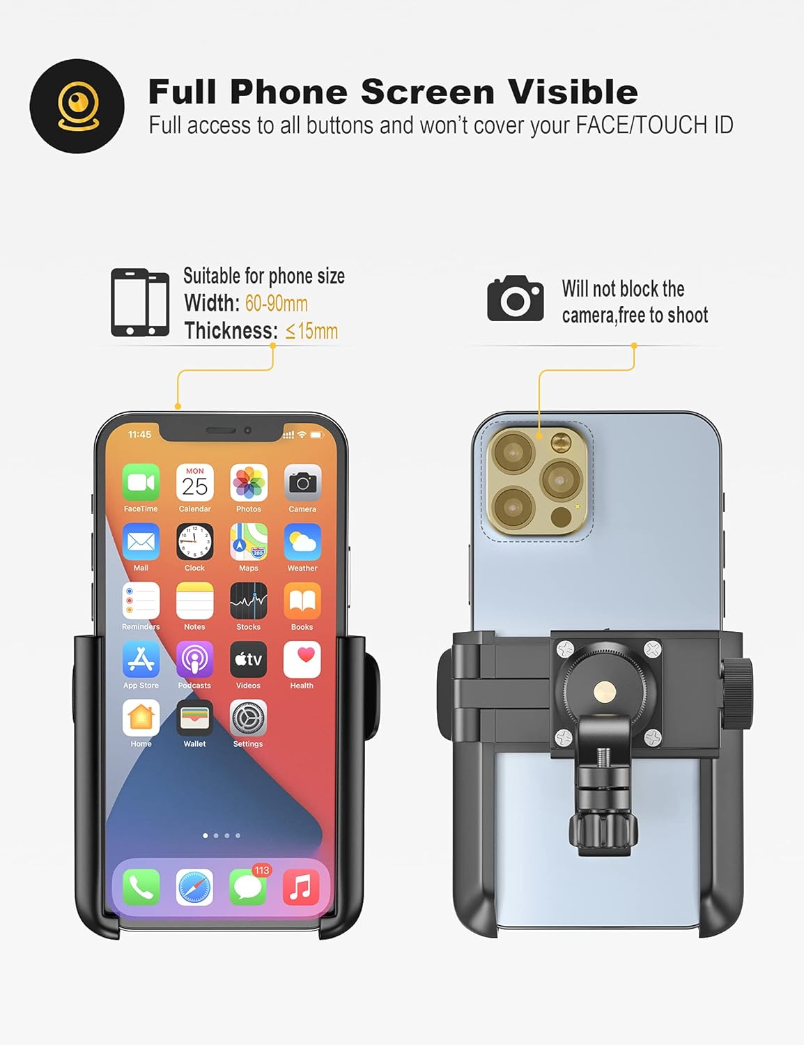 Bike Phone Holder - 1S Quick Release & 360 Degree Rotatable - For Motorcycle, Scooter & MTB - Universal 3.5-7.0 Inch - Image 2