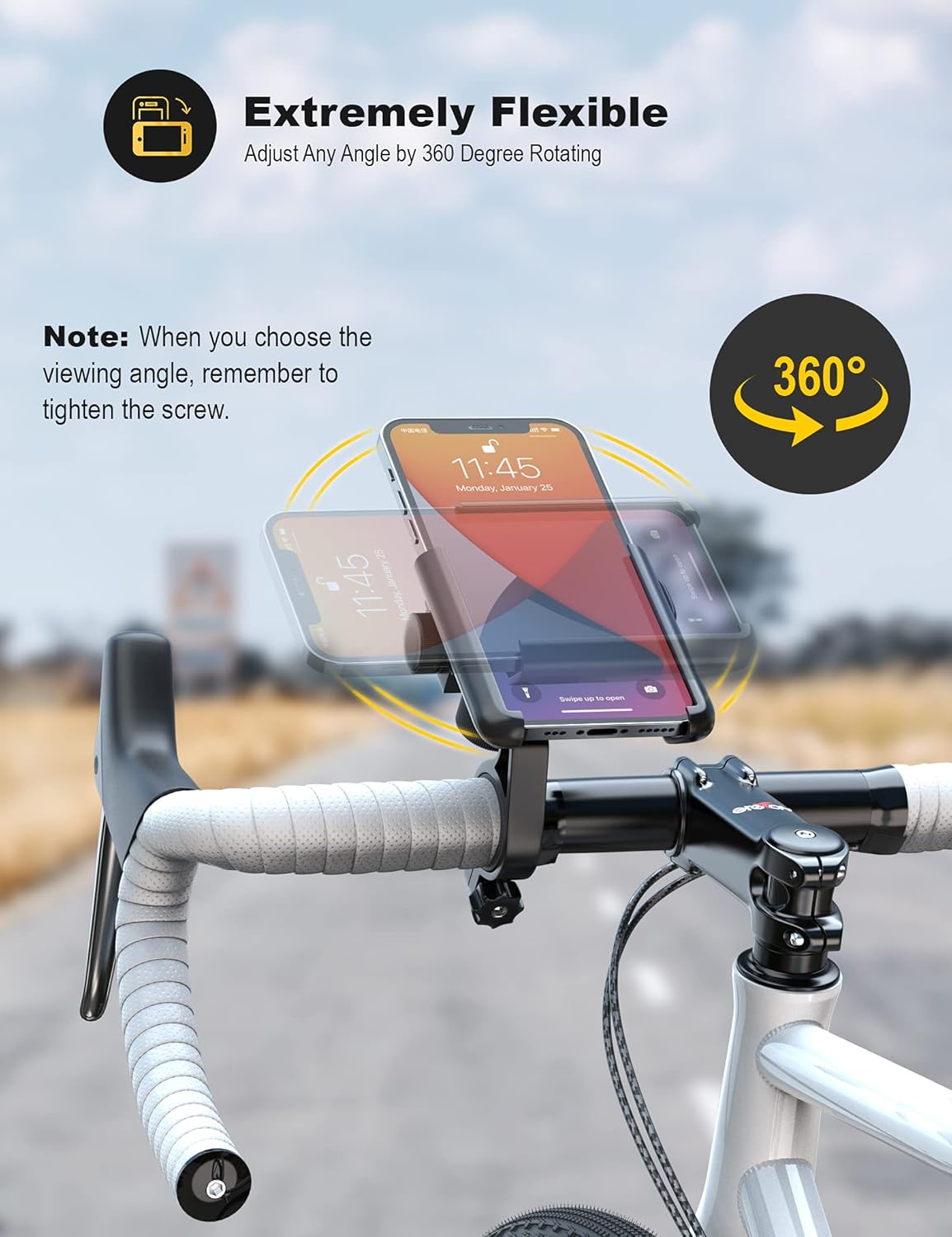 Bike Phone Holder - 1S Quick Release & 360 Degree Rotatable - For Motorcycle, Scooter & MTB - Universal 3.5-7.0 Inch - Image 3