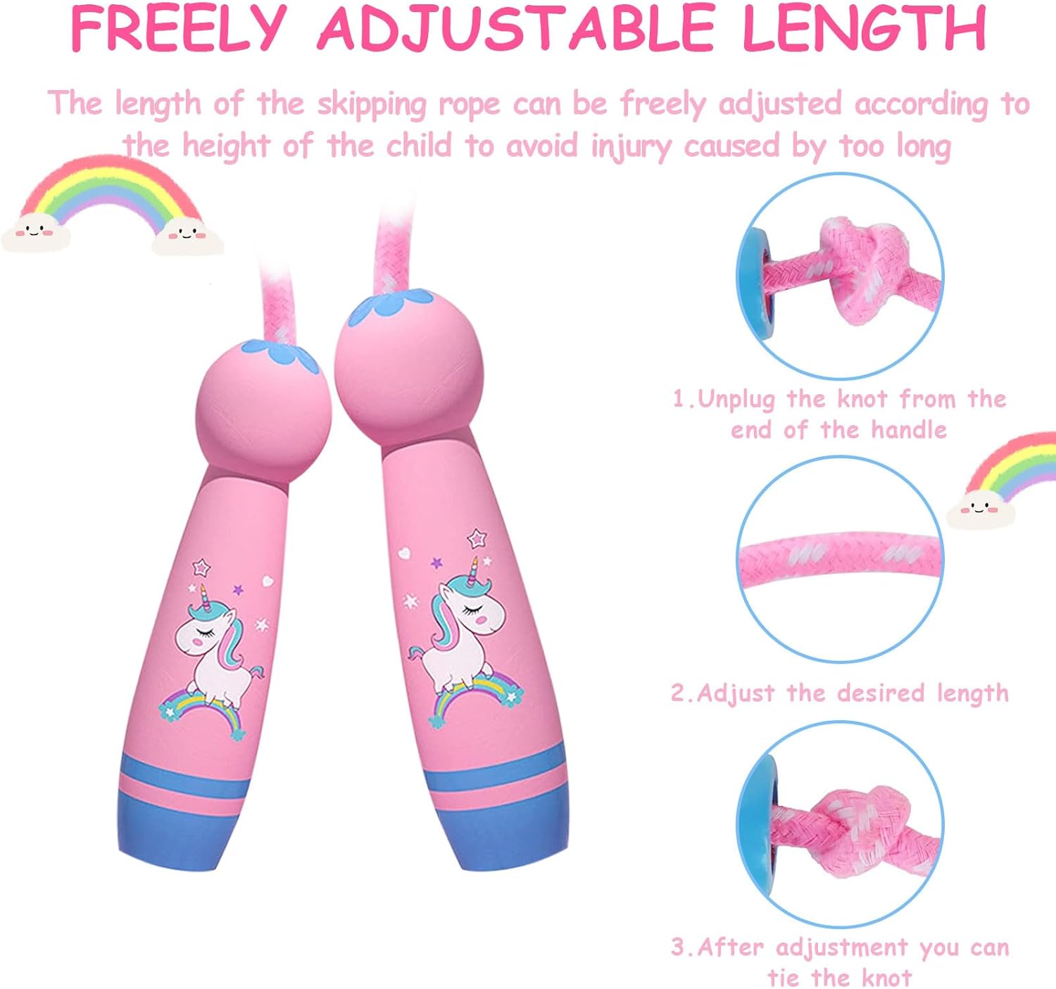 Adjustable Children's Skipping Rope - With Wooden Handle - 260 cm - Suitable for Boys & Girls - For School & Play - Image 3