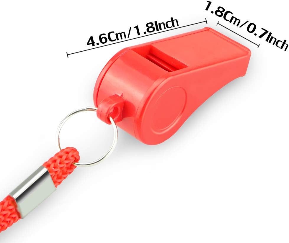 Emergency Whistles with Lanyard - Set of 12 - Loud & Clear Sound - Safety Whistles for Sports & Self-Defense - Red - Image 3