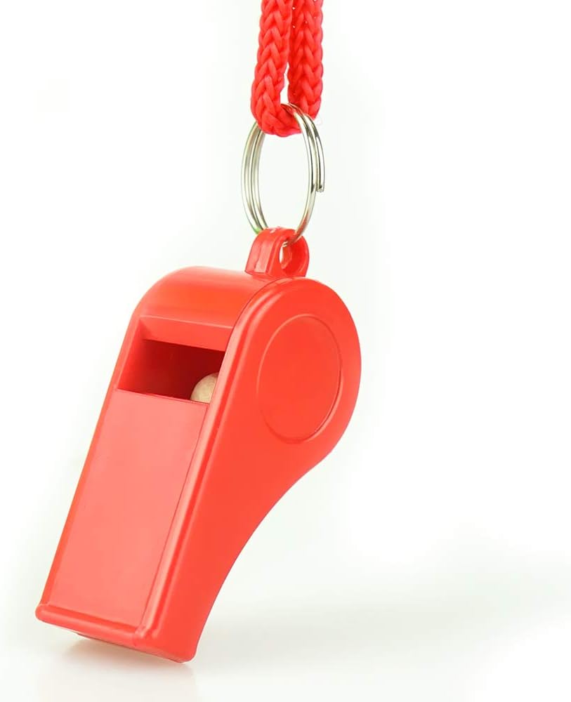 Emergency Whistles with Lanyard - Set of 12 - Loud & Clear Sound - Safety Whistles for Sports & Self-Defense - Red - Image 4