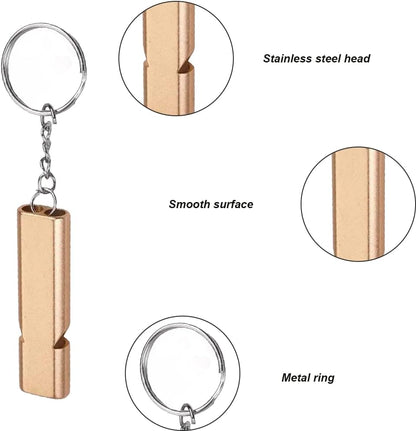 Metal Emergency Whistle - Set of 2 - With Keychain - Loud Signal for Sports, Outdoors & Safety - Silver and Gold - Image 3