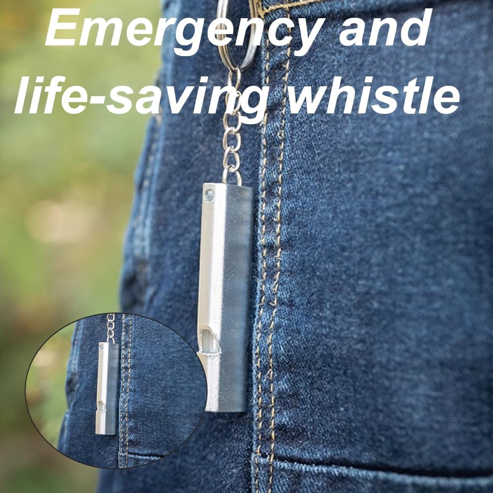 Metal Emergency Whistle - Set of 2 - With Keychain - Loud Signal for Sports, Outdoors & Safety - Silver and Gold - Image 4
