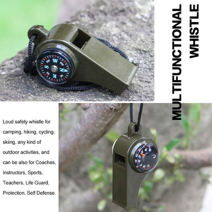 3-in-1 Emergency Whistle with Compass & Thermometer - Set of 2 - Includes Lanyard - Safety Whistle for Outdoor, Hiking & Camping - Green - Image 4