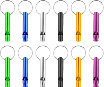 Metal Emergency Whistles - Set of 12 - Referee Whistles for Sports, School & Outdoors