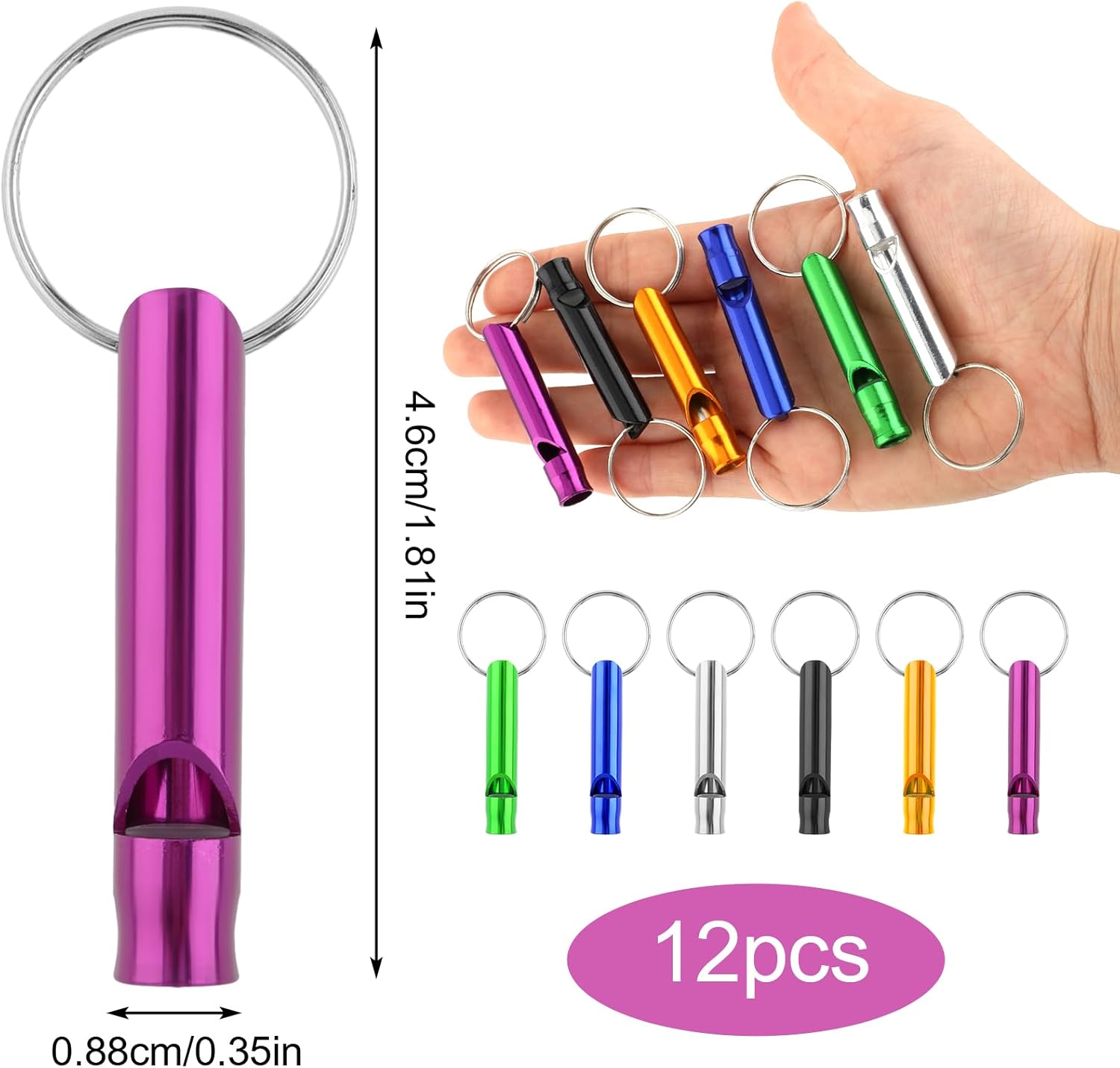 Metal Emergency Whistles - Set of 12 - Referee Whistles for Sports, School & Outdoors - Image 2