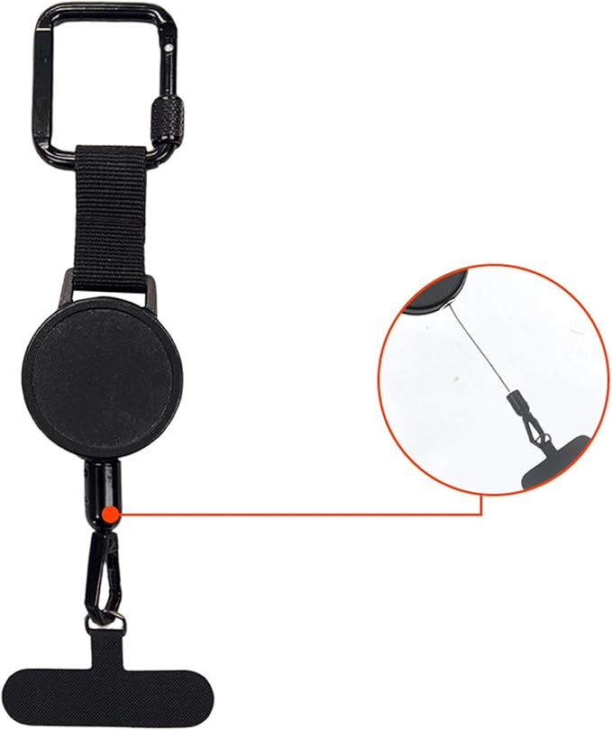 Anti-theft Phone Cord - Set of 2 - Retractable - With Belt Clip - Safety Cord for Smartphone - Black - Image 4