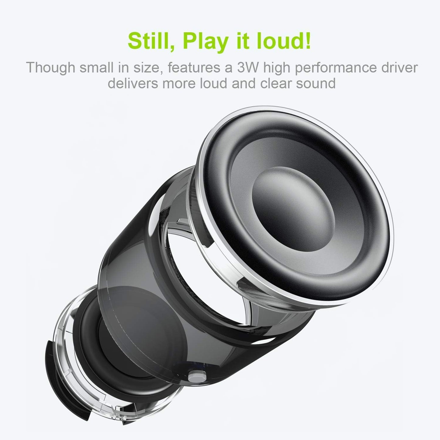 Mini Bluetooth Speaker (Black) | Portable & Pocket-Sized | Powerful Bass with Passive Radiator | 12-Hour Battery Life | Ideal for Outdoors - Image 3