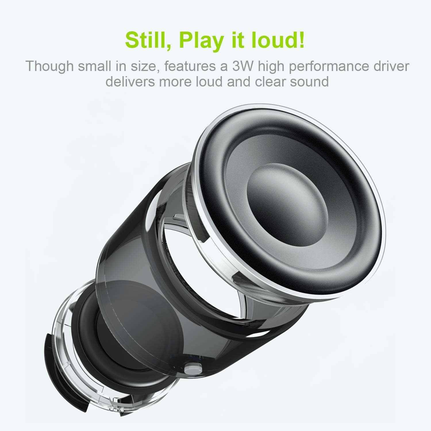 Mini Bluetooth Speaker (Black) | Portable & Pocket-Sized | Powerful Bass with Passive Radiator | 12-Hour Battery Life | Ideal for Outdoors - Image 3