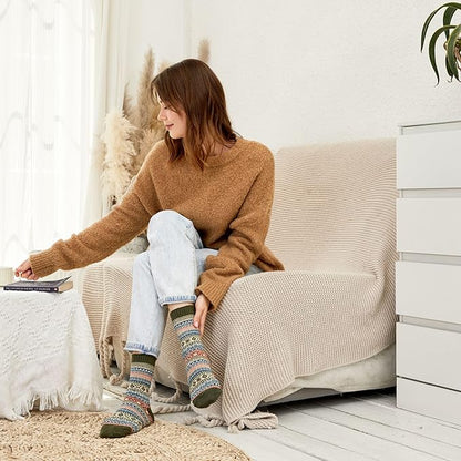 Winter Socks - 5 Pairs of Thick Wool Socks - For Women and Girls - Breathable and Soft - Multicolor Design - Image 5