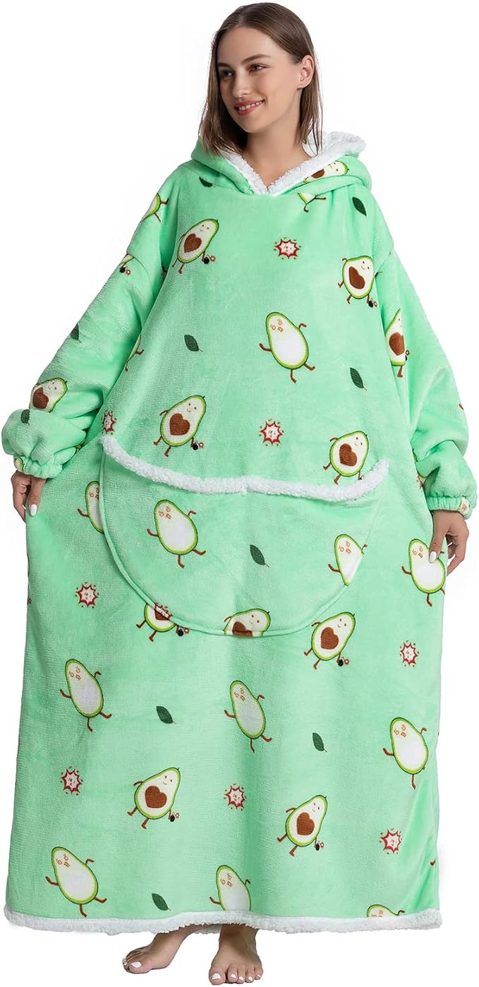 Oversized Hoodie Blanket - Super Soft & Warm - Layered Flannel with Sleeves - Beautiful Print - Fluffy & Non-Marking Interior - Odor-Free - One Size - Image 2