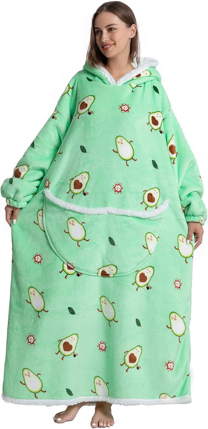 Oversized Hoodie Blanket - Super Soft & Warm - Layered Flannel with Sleeves - Beautiful Print - Fluffy & Non-Marking Interior - Odor-Free - One Size - Image 2