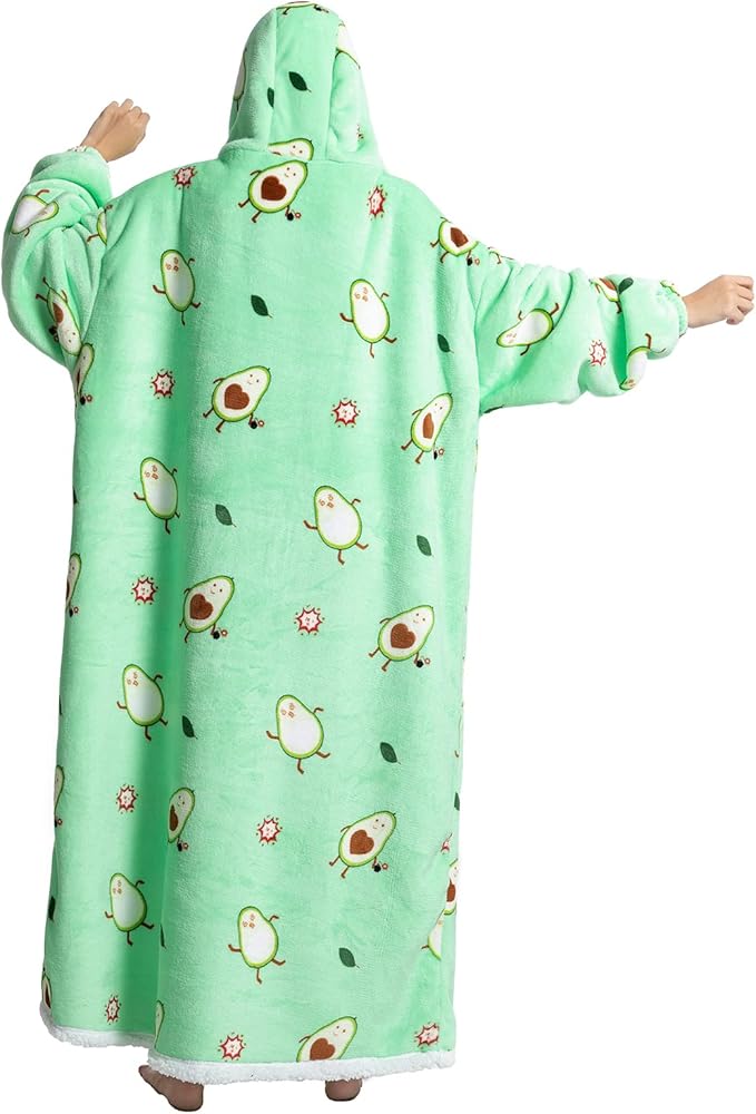 Oversized Hoodie Blanket - Super Soft & Warm - Layered Flannel with Sleeves - Beautiful Print - Fluffy & Non-Marking Interior - Odor-Free - One Size - Image 4