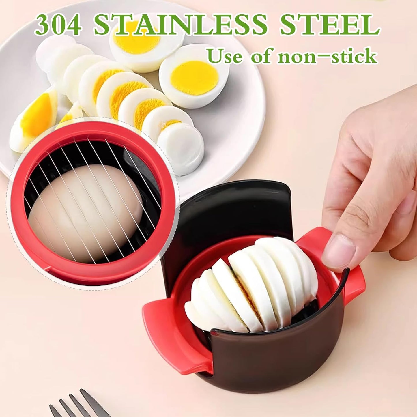 3-in-1 Egg Slicer - Egg Separator - Stainless Steel 304 - For Eggs, Strawberries & Soft Foods - Easy to Clean - Image 2