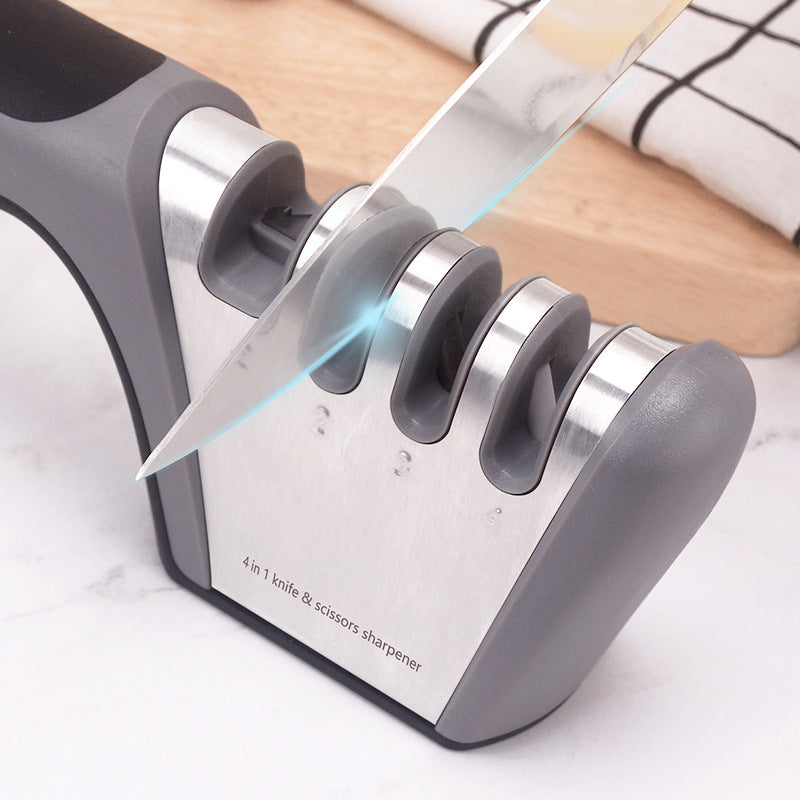 4-in-1 Knife Sharpener - Professional with Scissor Sharpener - 4-Position Pull-Through Sharpener for Kitchen Knives - Image 3