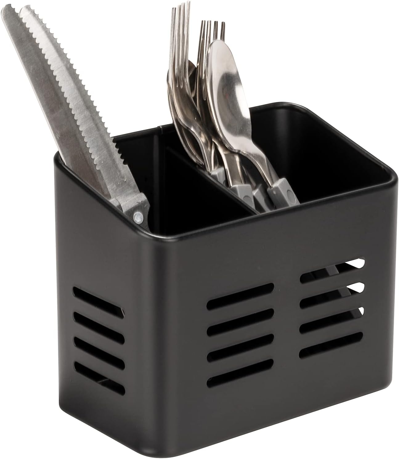 Set of 2 Cutlery Holders - Black & Silver - 430 Stainless Steel Cutlery Basket - Countertop Drainer - Modern & Rustproof - Image 4
