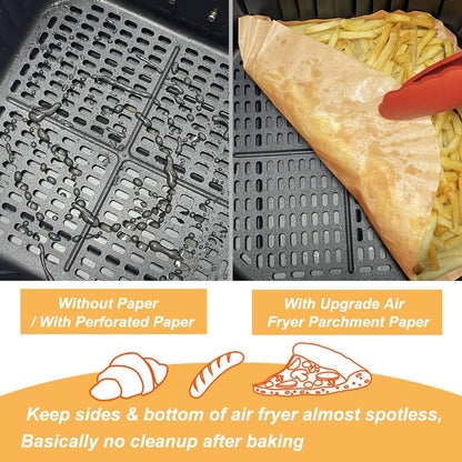 Disposable Airfryer Paper Square - Set of 50 - Brown - Greaseproof Baking Paper for Airfryer - Square Shape - Image 4
