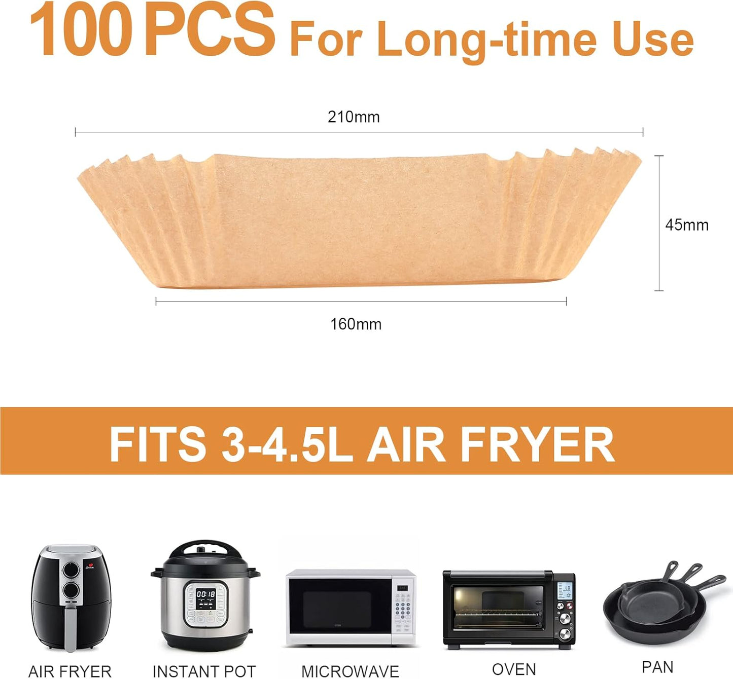 Disposable Airfryer Paper Square - Set of 100 - Brown - Greaseproof Baking Paper for Airfryer - Square Shape - Image 2
