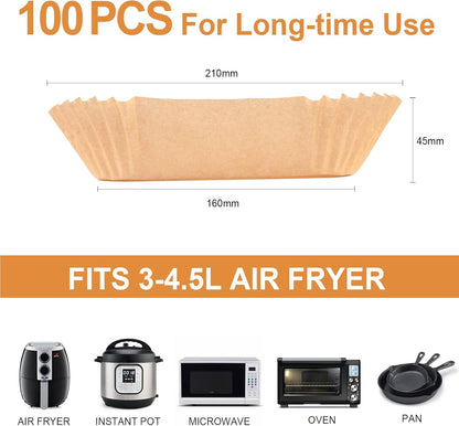 Disposable Airfryer Paper Square - Set of 100 - Brown - Greaseproof Baking Paper for Airfryer - Square Shape - Image 2