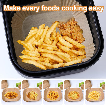 Disposable Airfryer Paper Square - Set of 100 - Brown - Greaseproof Baking Paper for Airfryer - Square Shape - Image 4