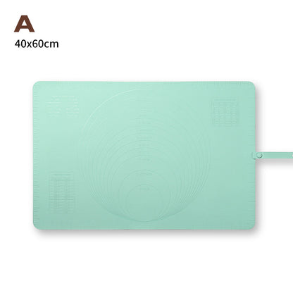Large Silicone Baking Mat - 60x40 cm - Non-slip Dough Mat with Measurement Marking - Rolling Mat for Dough & Fondant - Green