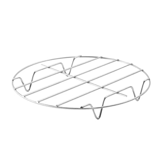 Round Stainless Steel Air Fryer Grill Rack, Raised Cooking Stand for Compatible Air Fryer Baskets and Ovens, Silver
