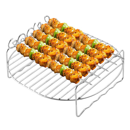Airfryer Grill Rack Round - Stainless Steel Grill Rack - Raising Rack - Universal Airfryer Accessory - Silver - Image 2