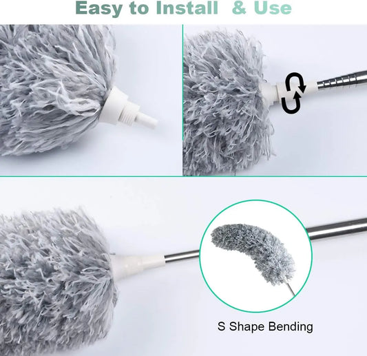 Telescopic Microfiber Feather Duster with Extendable Handle, Flexible High Reach Dusting Brush for Ceilings, Fans and Corners, 280 cm - Image 2
