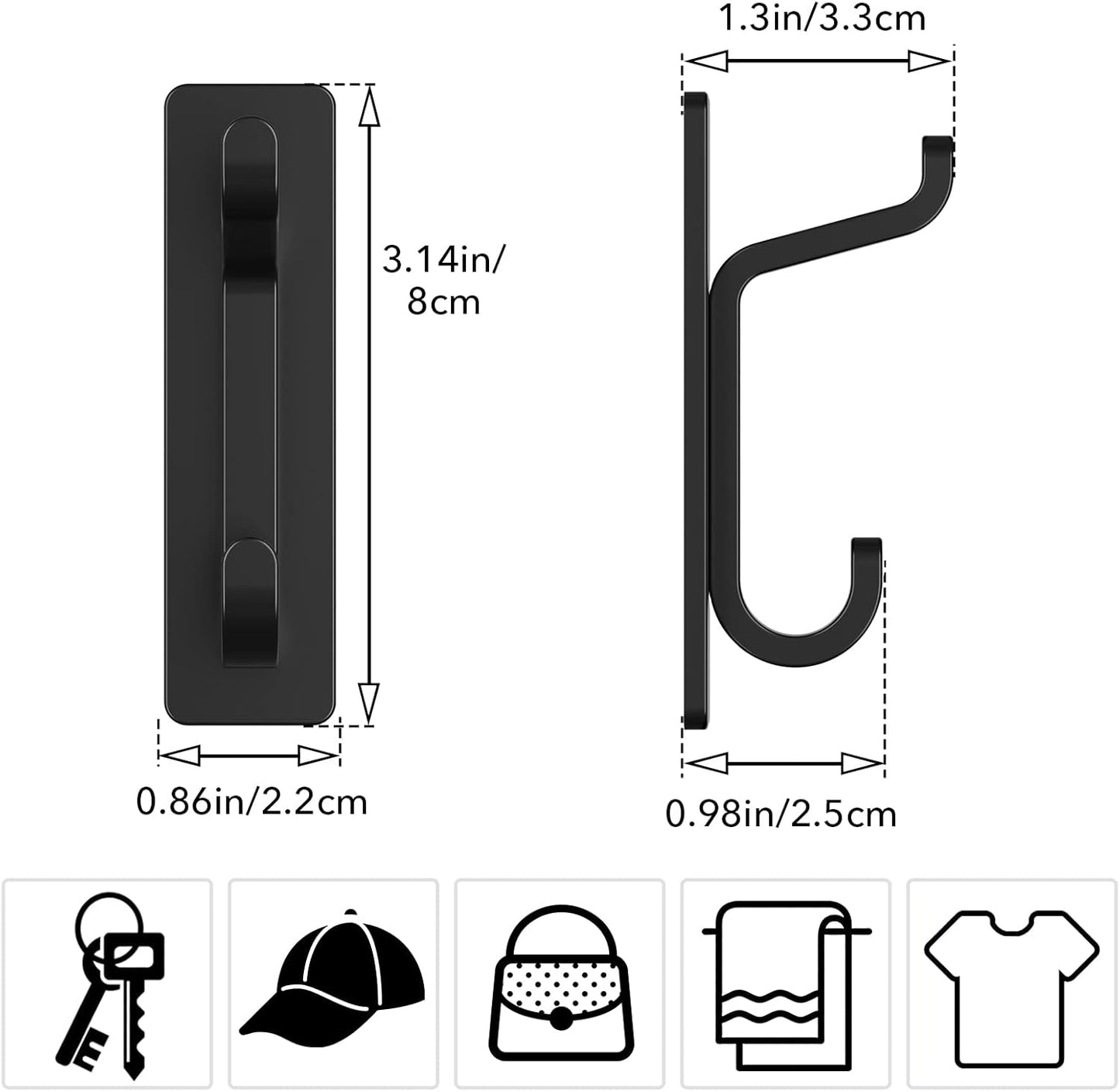 Towel Hooks Gold - Set of 6 - Self-Adhesive Wall Hooks - No Drilling - For Bathroom & Kitchen - Image 2
