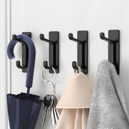Black Towel Hooks - Set of 4 - Self-Adhesive Wall Hooks - No Drilling Required - For Bathroom & Kitchen - Image 4