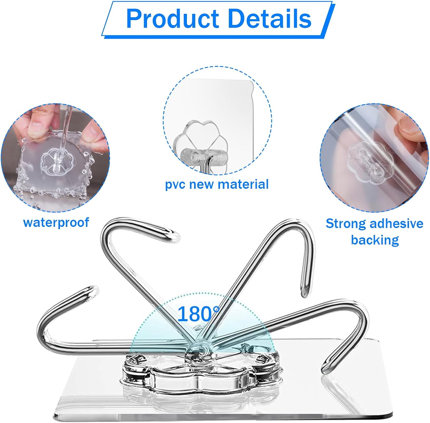 Self-Adhesive Hooks Transparent - Set of 30 - Wall Hooks No Drilling - For Bathroom & Kitchen - Image 3