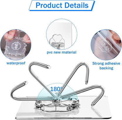 Self-Adhesive Hooks Transparent - Set of 30 - Wall Hooks No Drilling - For Bathroom & Kitchen - Image 3