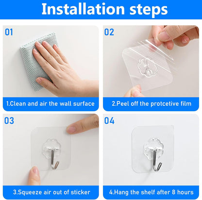 Self-Adhesive Hooks Transparent - Set of 30 - Wall Hooks No Drilling - For Bathroom & Kitchen - Image 5