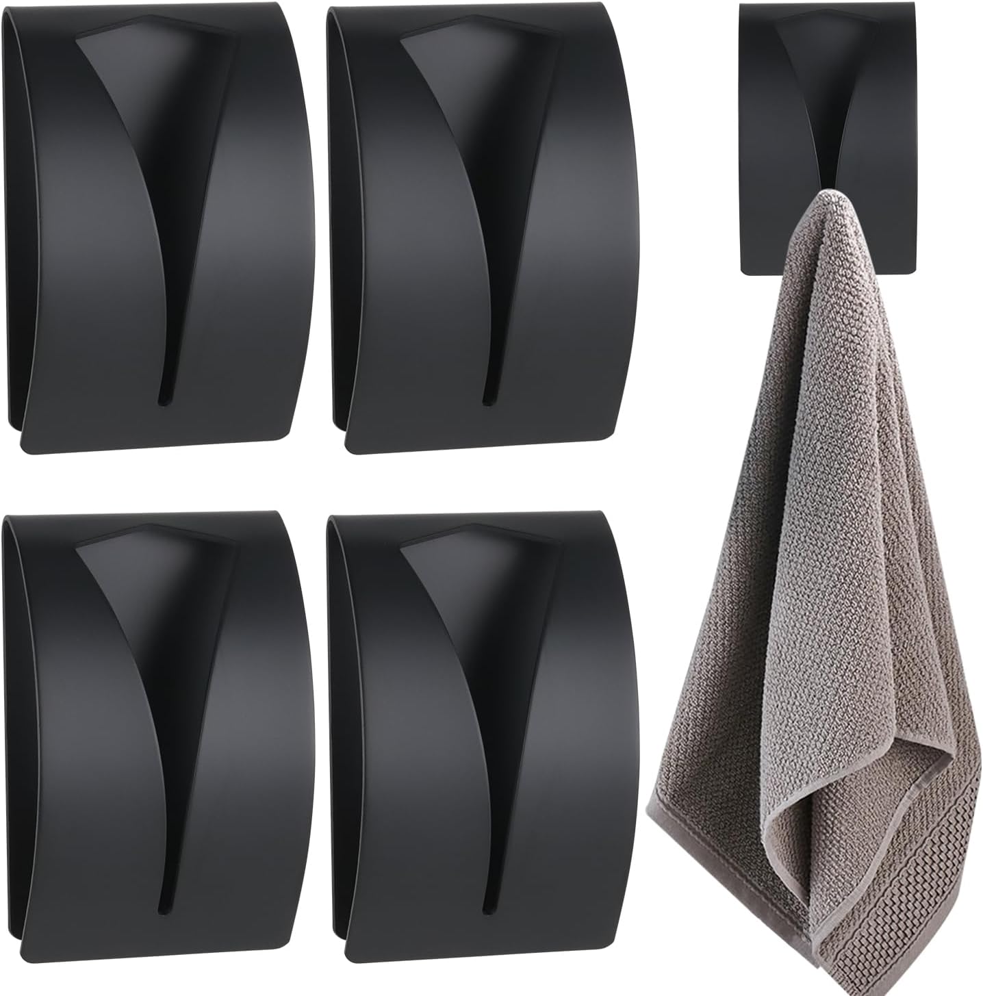 Stainless Steel Tea Towel Holder - Set of 4 - Self-Adhesive Towel Clip - No Drilling Required - For Kitchen & Bathroom - Image 2