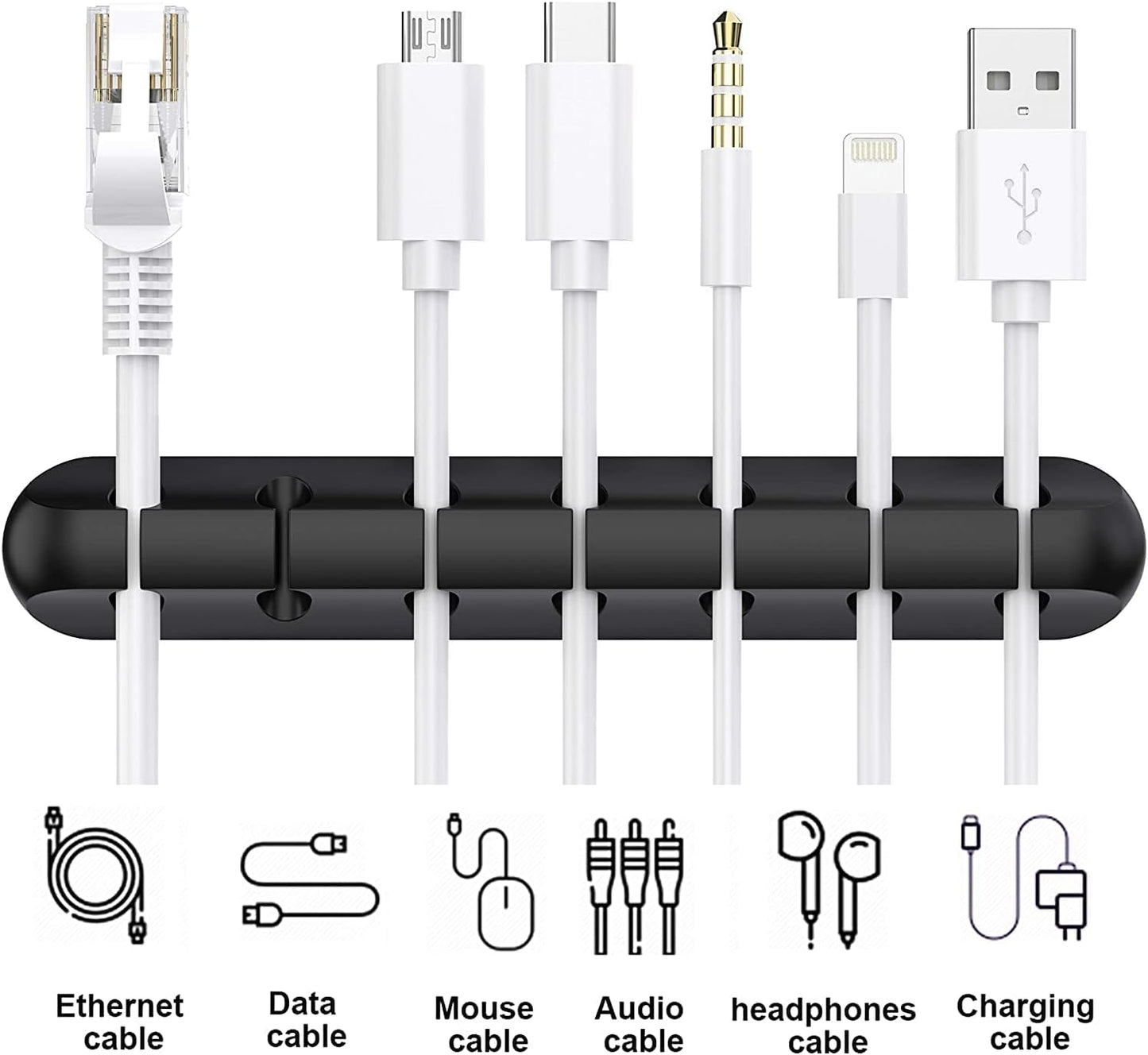 Black Cable Clips - Set of 3 - Self-Adhesive Cable Holders - Cable Management for Desk & Office - Image 2