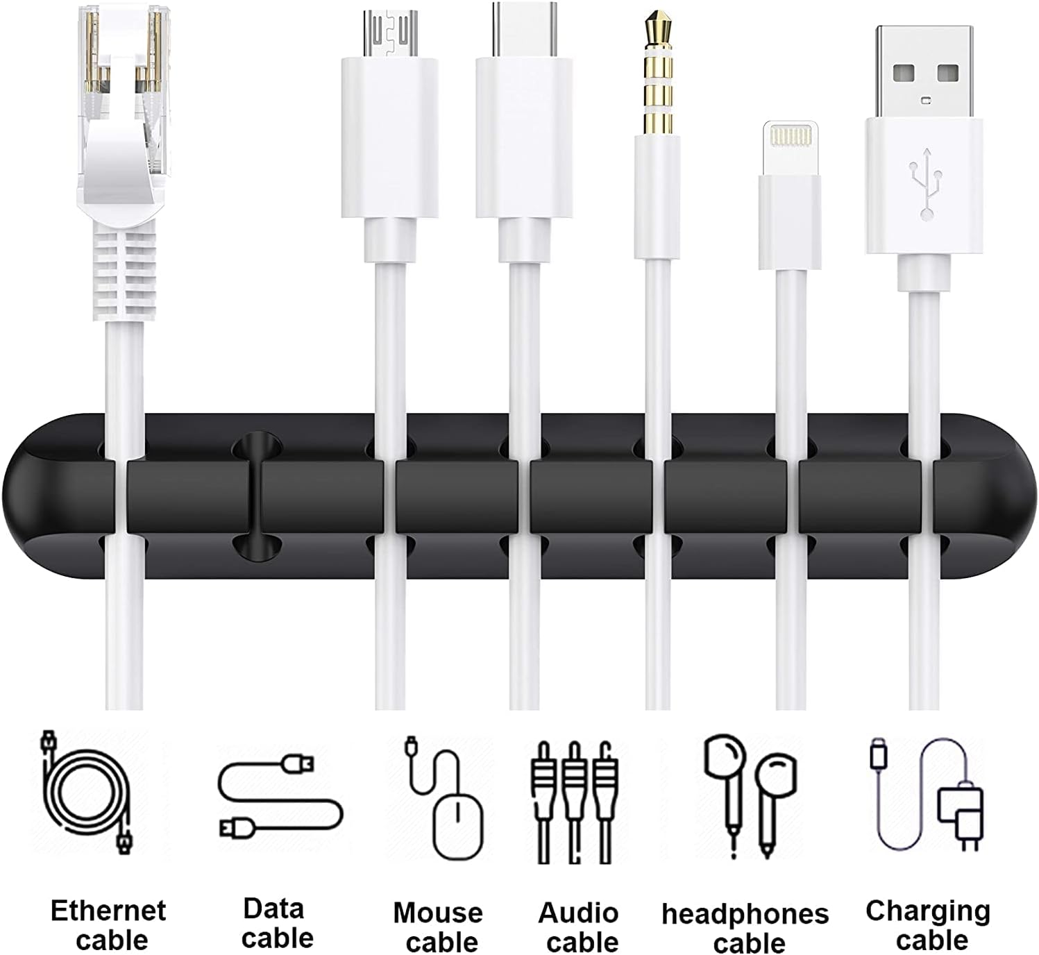Black Cable Clips - Set of 3 - Self-Adhesive Cable Holders - Cable Management for Desk & Office - Image 2