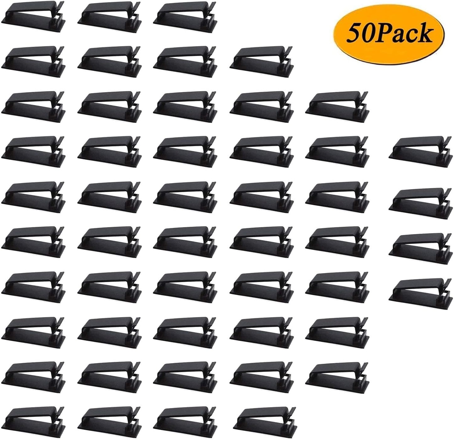 Adjustable Cable Clamps Black - Set of 50 - Self-Adhesive Cable Clips - Cable Management for Desk & TV - Image 4