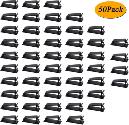 Adjustable Cable Clamps Black - Set of 50 - Self-Adhesive Cable Clips - Cable Management for Desk & TV - Image 4