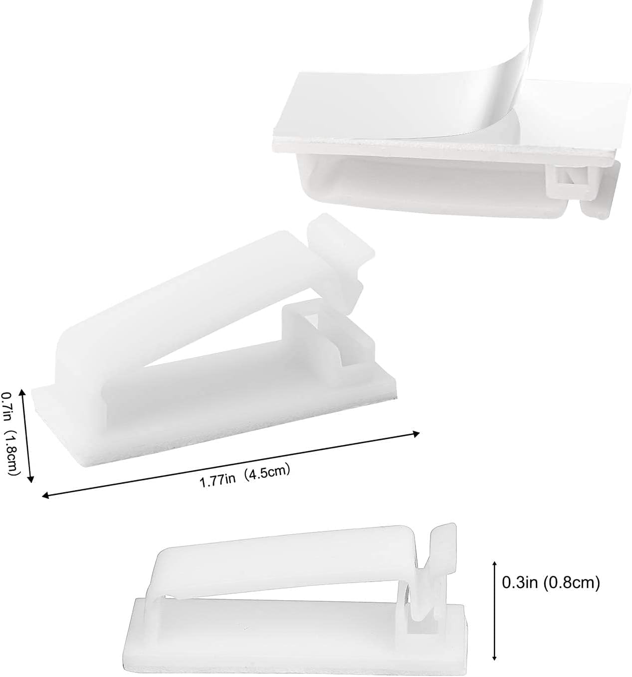 Adjustable Cable Clamps White - Set of 50 - Self-Adhesive Cable Clips - Cable Management for Desk & TV - Image 2