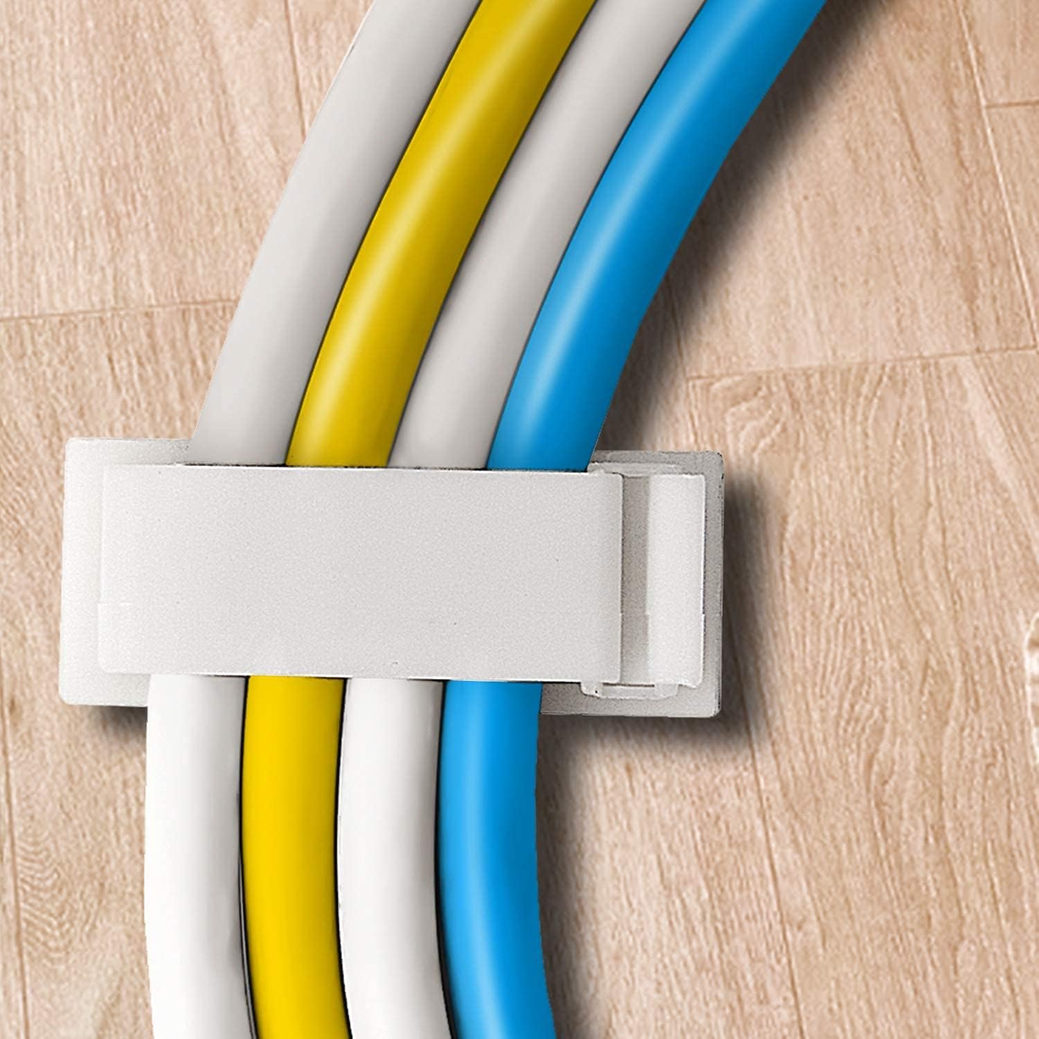 Adjustable Cable Clamps White - Set of 50 - Self-Adhesive Cable Clips - Cable Management for Desk & TV - Image 4