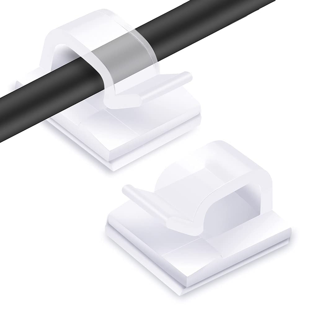 Transparent Cable Clips - Set of 60 - Self-Adhesive Cable Holders - For Cable Management & Christmas Lights